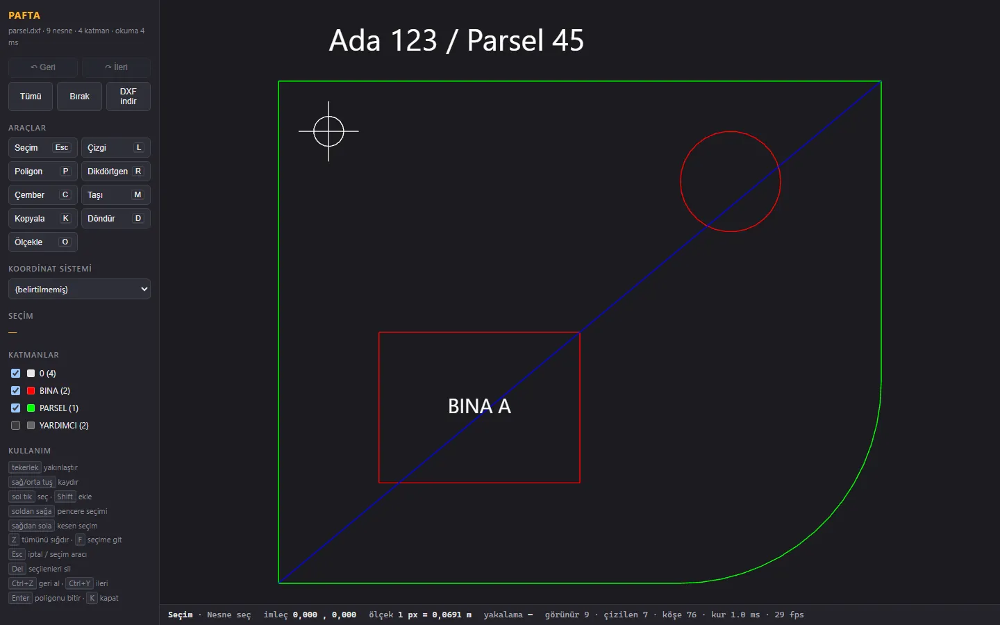PAFTA parsel çizimi